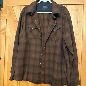 Pendleton Men's Brown and Green Plaid Shirt Jacket